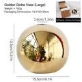 Large golden spherical ceramic vase with dimensions 15.5x13.5cm and mirror finish surface - Large / Gold