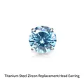 Titanium steel labret stud replacement head with sky blue round zircon inlay - M0.9*5mm (Replacement Head Only) / Sea Blue Zirconia