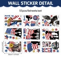 Independence Day patriotic static window stickers set with stars and stripes design - 9 Sheets Set (55 Pcs)(UV26Y80274S_T)