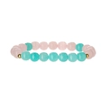 Natural amethyst and aventurine beaded bracelet with elegant golden accent spacers - Rose Quartz + Green Jade