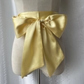 Ceinture large en satin jaune vif avec nœud papillon pour robe de femme - Jaune