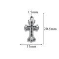 Silver cross pendant with black gemstones, dimensions 20.5mm by 11mm for necklace DIY - Style Z2305S34/Inlaid Stone