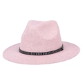 Pink wool fedora jazz hat featuring a black decorative band with silver studs - Rose Gold