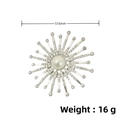 Silver starburst brooch with sparkling rhinestones and a center pearl inlay - Silver Full Rhinestone Star