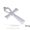 Colgante de cruz Ankh en acero inoxidable plateado de 25x45mm para hacer joyería - Color Acero (KLJ488-Z) / 25*45mm