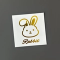 Creative gold foil rabbit cartoon sticker with shiny metallic lines on white backing - Gold (Cute Rabbit)