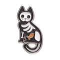 Skeleton black cat enamel pin with small fish bone charm for creative backpacks - Cat Skeleton (XZ8262)