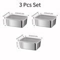Set of 3 stainless steel food containers with clear lids for fridge storage and lunches - Small 3 Pcs Set with Lids