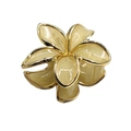 Translucent yellow flower hair claw clip with elegant gold trim for women's hairstyling - Gold Rim Plumeria [Yellow]