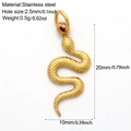 Gold stainless steel snake pendant with detailed dimensions for DIY jewelry making - Gold Tone Snake (G1)