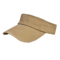 Unisex khaki washed cotton sports visor hat with durable stitched curved brim for sun shade - Khaki
