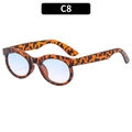 Gafas de sol ovaladas retro con montura de leopardo y lentes de luz azul - Montura Carey Lente Azul Degradado