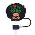 Copri cannuccia ragazza Afro in PVC morbido 10mm tappo antipolvere design creativo - Ragazza I Love My Afro