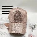 Fashionable rose gold sequin baseball cap with breathable mesh back and adjustable strap - One Size(Adjustable) / Apricot