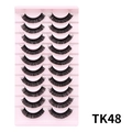 TK48 Russische D-krul kunstwimpers set met 10 paar zwarte wimpers in roze tray - Zwarte dikke stijl (TK48)
