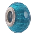Blaue facettierte Harzperle mit silbernem Metallkern für DIY Armbänder im Euro-Stil - See Blau