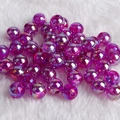 Fuchsia acrylic round beads with iridescent AB finish for DIY jewelry making - Transparent Dark Purple AB