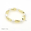 Vista detallada de perlas de 14mm y cuentas bañadas en oro de 18k en la pulsera - DB240901-B (Cuenta 14mm)