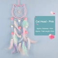 Acchiappasogni rosa a forma di gatto con piume colorate e perle per camera delle ragazze - Testa di Gatto - Finito / Senza Luci / Rosa