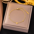 Gold Triple Heart Charm Bracelet