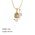 Detail of 18k gold rectangular zircon pendant with dimensions and snake chain specs - White