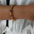 Handgemaakte kralenarmband met natuursteen in warme bruin- en crèmetinten - E426-Armband
