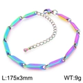Rainbow plated stainless steel diamond link bracelet with lobster clasp, 175mm length - Rainbow (KB190881-Z)