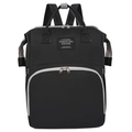 Multi-functional black Oxford cloth mommy backpack with large capacity and gray strap details - Black
