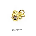 Golden bee pendant with clear zircon inlay for bracelets, size 10x9.5x1.5mm, 0.48g weight - Bee Style 2