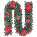 2.7m Artificial Christmas Garland with Red Poinsettias and Gold Decorative Balls - 2.7M Red Flower