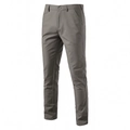 Detail of grey men's linen trousers showing waistband, side pockets and fabric texture - Brown