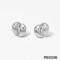 Symmetrische silberne 316 Edelstahl Ohrringe mit polierten und gebürsteten Texturdetails - Silber Gebürstet Poliert Spleißen Stil (PD3336)