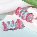 Pink and light blue candy-shaped hand-painted glass beads for DIY jewelry making - Price per Piece / Rose Red and Light Blue