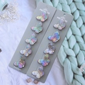 Detailed macro of iridescent butterfly hair clips on a mint knit background - 6# Large Butterfly Hair Clips - 10Pcs Set