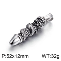 Men's titanium steel bullet necklace pendant in silver finish 52x12mm 32g - Steel Color Dragon Bullet (KP55643-BD) / Steel Silver (KP55643-BD)