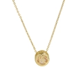 Brass gold necklace with round openwork pendant featuring a crystal letter M design - Scorpio
