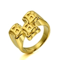 Retro 666 Punk Rocker Edelstahlring mit einer auffälligen vergoldeten Oberfläche - US 8 / Gold