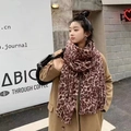 Écharpe en cachemire imprimé léopard marron avec franges sur un manteau élégant - 7# Brun Rouge Léopard