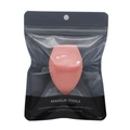 Pink giant beauty sponge in a black transparent hanging pouch for makeup application - Self-sealing Bag / Honey Pink