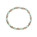 Elegant beaded bracelet with pale green cat eye stones and golden textured metal beads - Gold Light Green (YB-1008G-LGR)