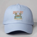 Hellblaue Baumwollkappe mit Salty Day Strandmotiv-Aufdruck und verstellbarem Riemen hinten - Einheitsgröße / Himmelblau