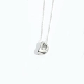 Polished silver organic bean pendant necklace with minimalist metallic finish - Letter D
