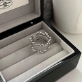 Adjustable sterling silver ring with beaded design displayed in a premium gift box - JZ0584 (Bead Decoration)