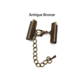 DIY jewelry connector set with ribbon crimp ends and lobster clasp in antique bronze - Bronze