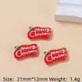 Three red Merry Christmas resin flatback charms with holly leaves for DIY hair clips - Merry Christmas Banner Sign