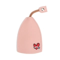 Pink faux leather key case cover with red love heart detail and metal clasp hook - Heart-LOVE Pink