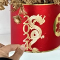 Golden 2024 Dragon Year acrylic cake topper with mirror finish and cutout design - 2024 Dragon Tag (Height approx. 10CM) / Gold