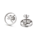 Orecchini a perno con libellula argento in cornice circolare in acciaio inox - Motivo Libellula (KE83106-KC) / Argento