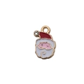 Kerstman hanger van legering met rood emaille, goudlaag en fonkelende strassteen decor - Kerstmanhoofd met rode muts en steentjes