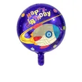 Detailed 18-inch space rocket theme birthday foil balloon with Happy Birthday graphics - Space Rocket Round Balloon